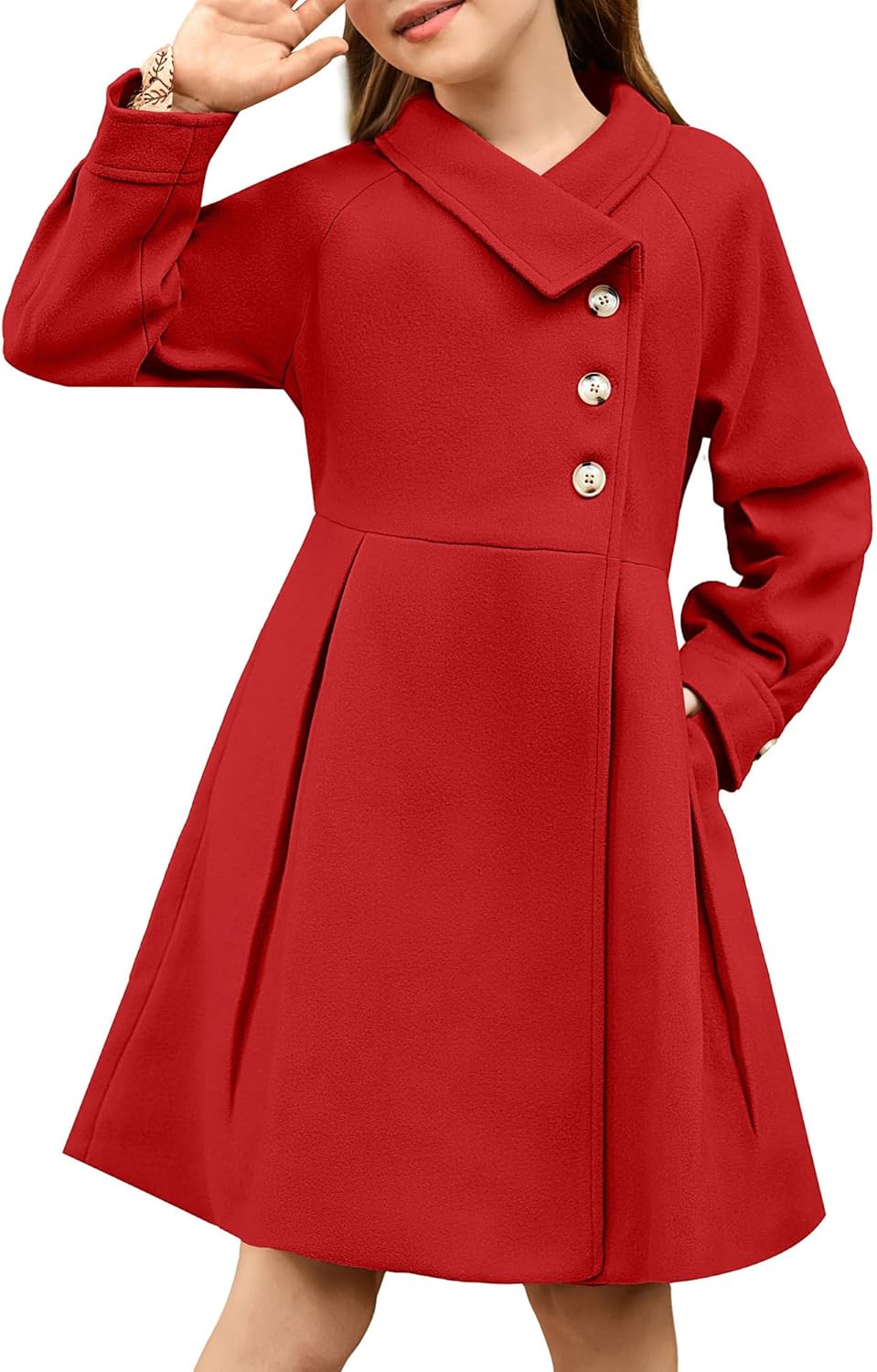 GRACE KARIN Girls Dress Coat Stylish Wool Peacoat for Kids