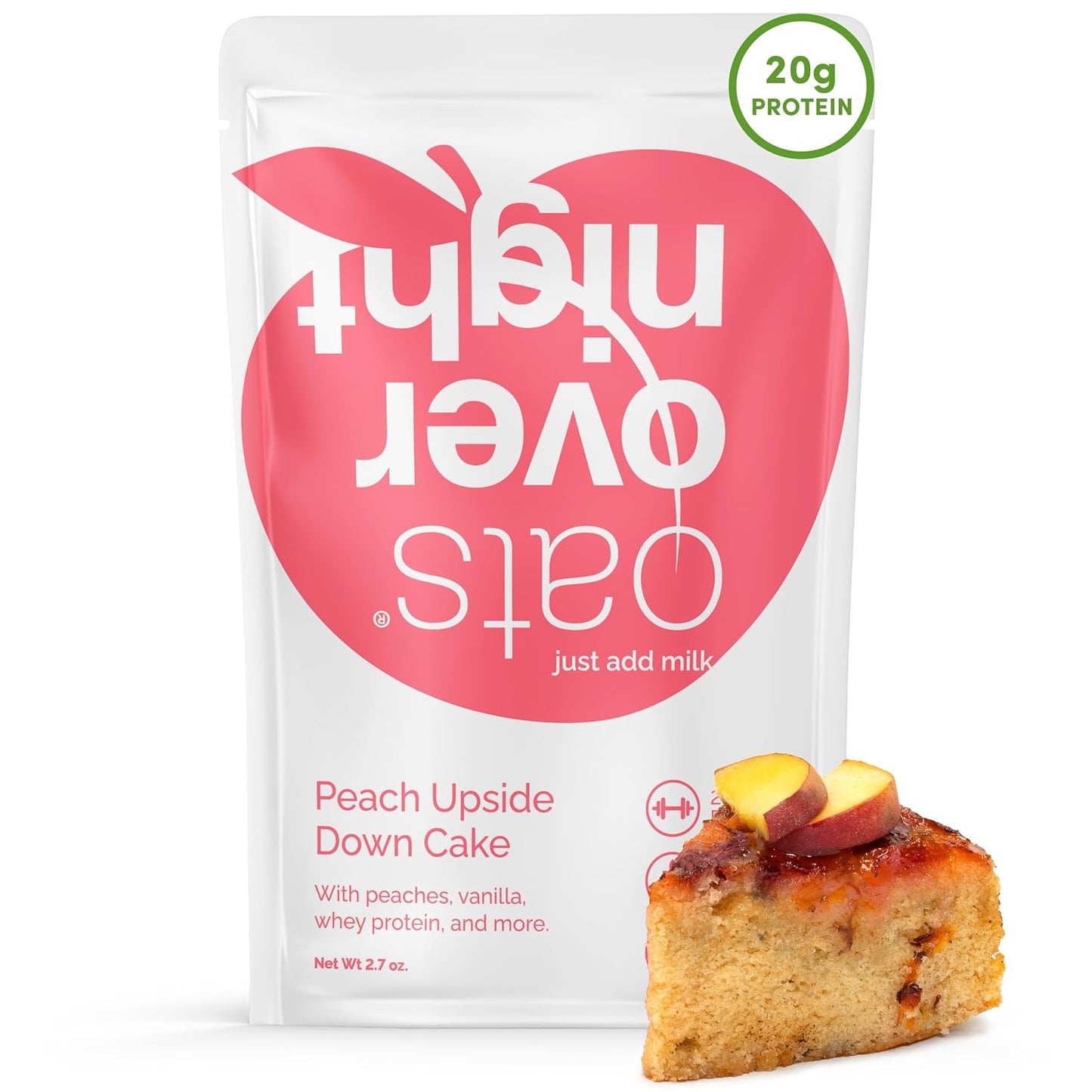 Oats Overnight Peach Upside Down Cake - Protein Packed Breakfast