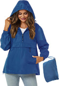 Womens Rain Jacket with Hood Pullover - Lightweight Packable