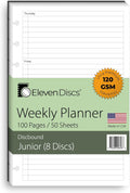 Discbound Paper Junior Undated Weekly Planner Sheets - Premium 120gsm