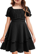 Arshiner Girls Summer Off Shoulder Ruffle Tiered Dress - Elegant Fit