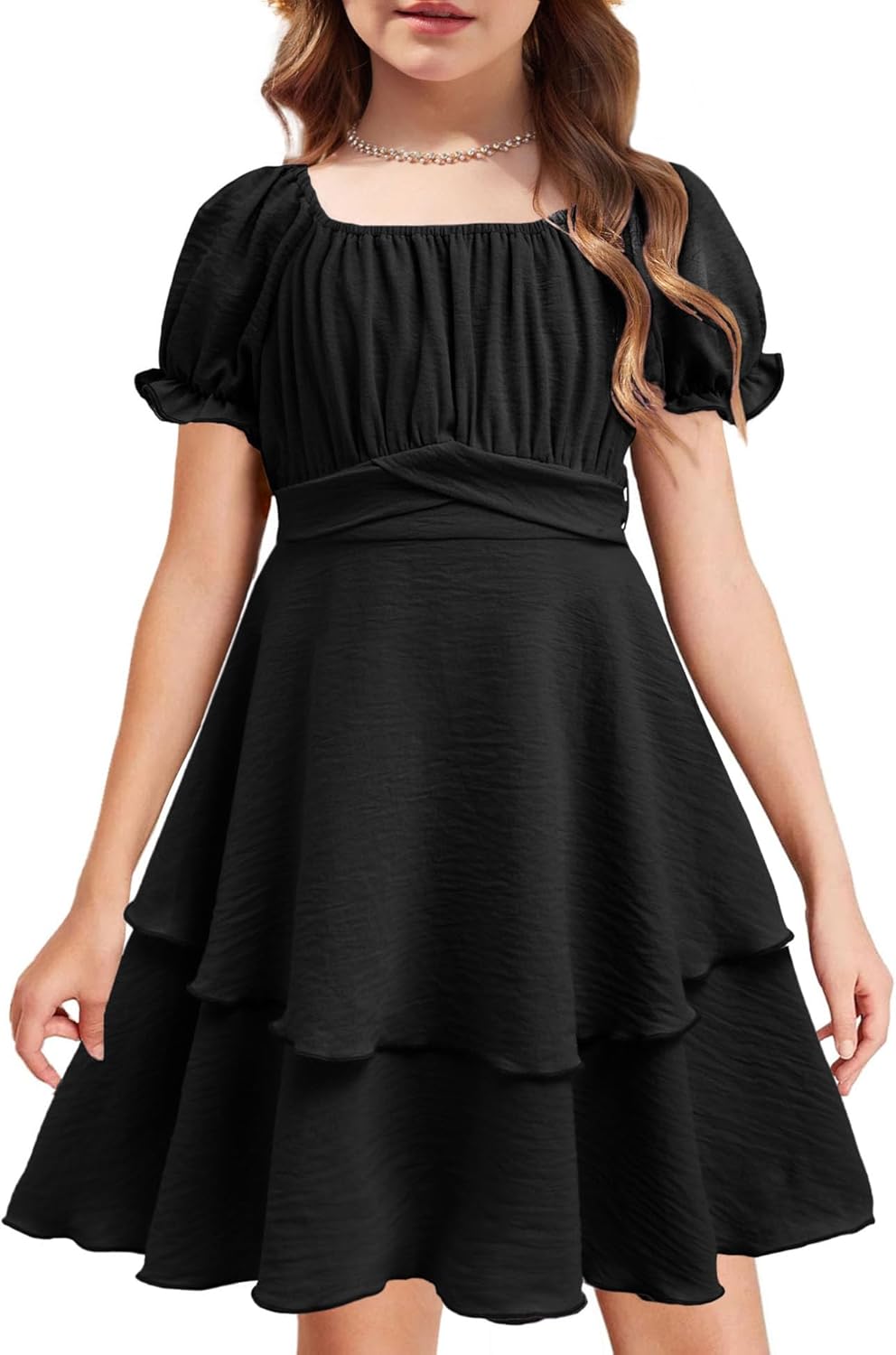 Arshiner Girls Summer Dress Off Shoulder Ruffle Tiered Style
