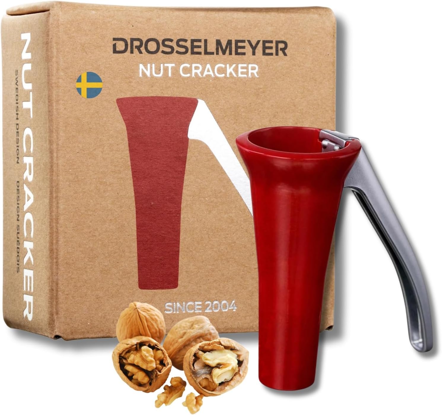 Drosselmeyer Red Nutcracker with Double Lever Action Design