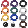 XLR Cables 10 ft 10 Pack - Colorful 3-Pin Microphone Cables