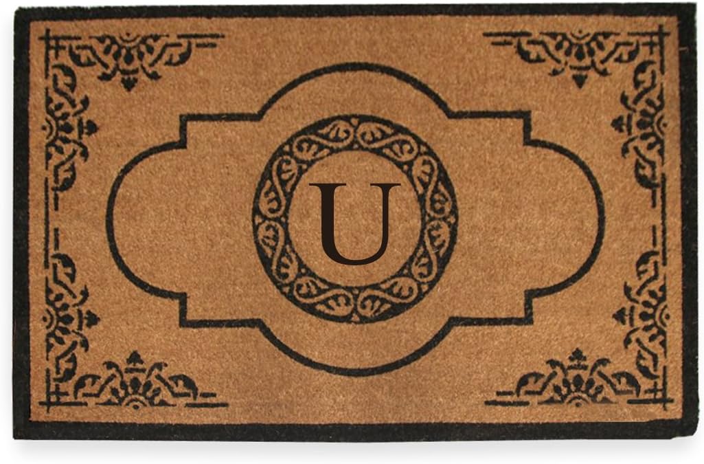 Natural Coir Monogrammed Door Mat for Front Door, 30x48 in