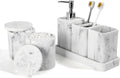 Bathroom Accessories Set 6 Piece Faux Marble White - Organized