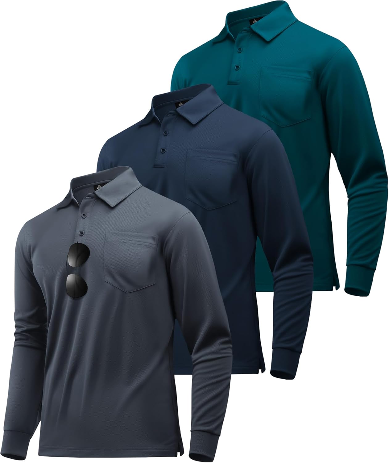 ZITY Long Sleeve Polo Shirts for Men - Comfortable Workwear