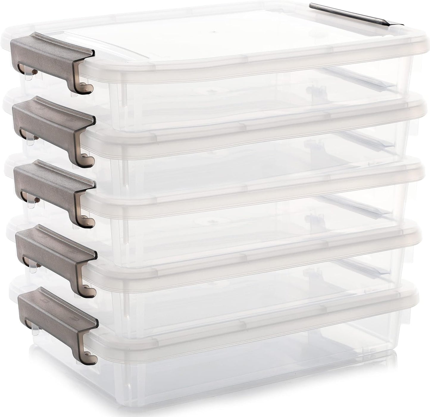 Citylife 5 PCS Plastic Storage Bins with Latching Lids for Organizing