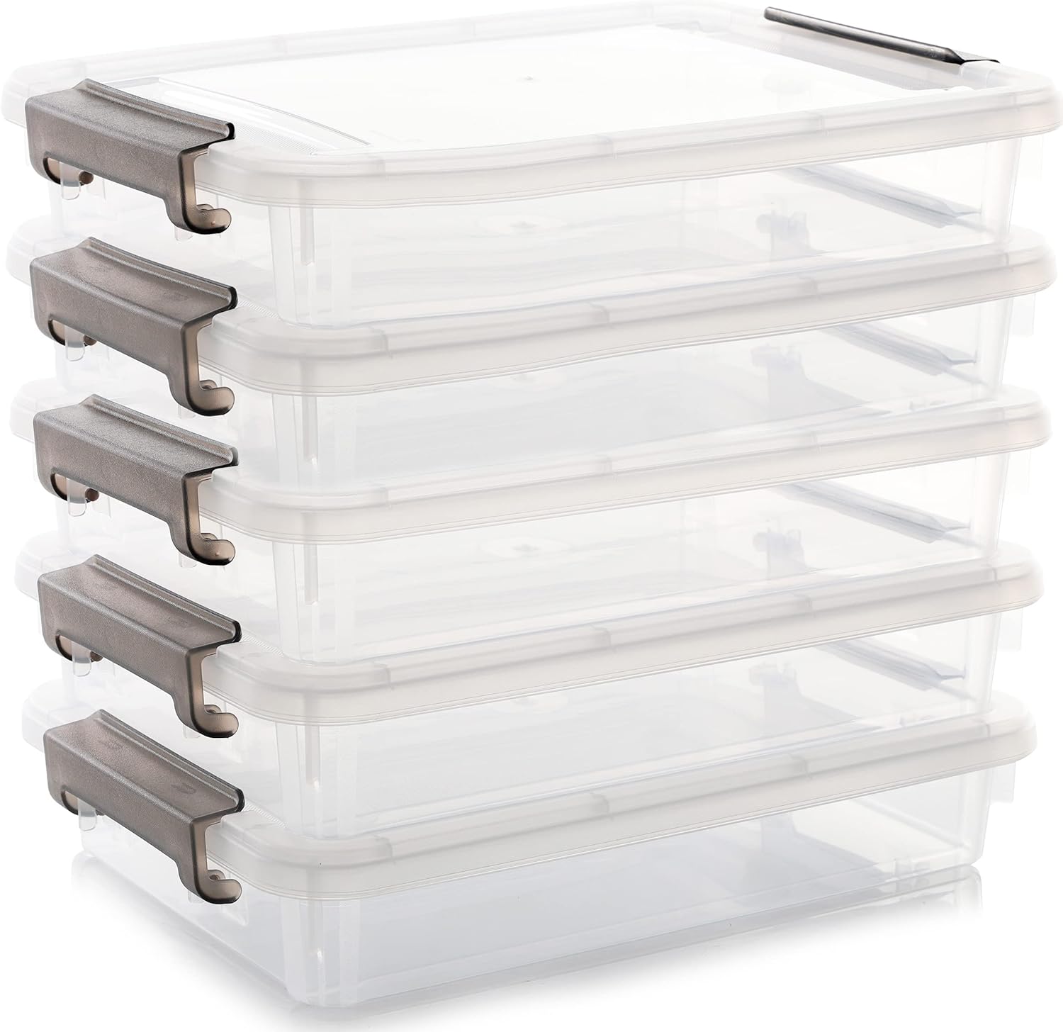Citylife 5 PCS Plastic Storage Bins with Latching Lids for Organizing