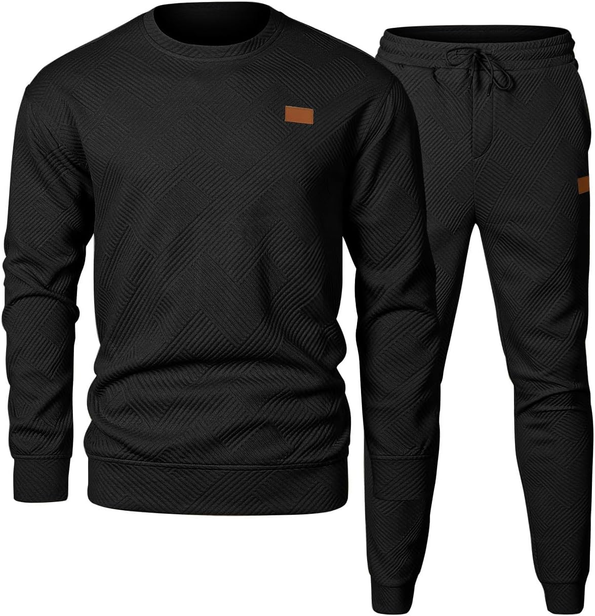 JMIERR Mens 2 Piece Outfits Knit Jacquard Tracksuit Set