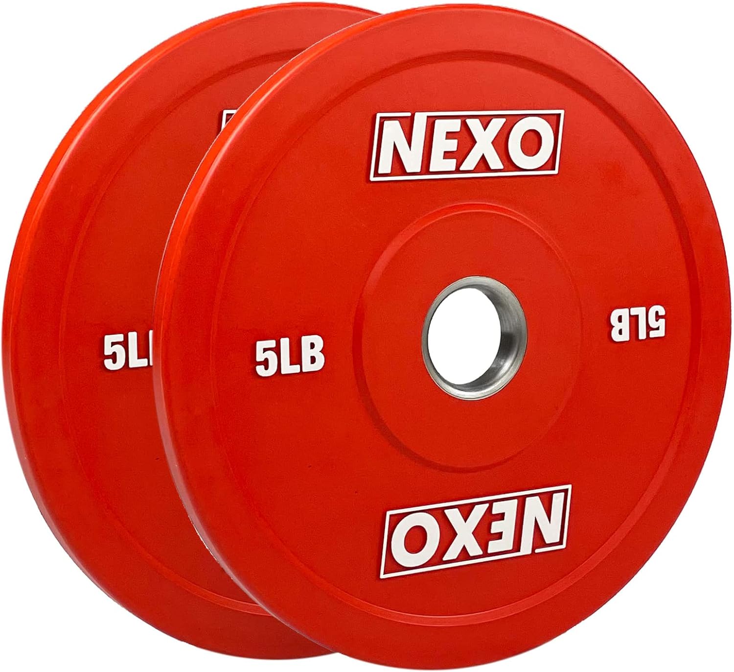 NEXO 5LB Red Rubber Bumper Plate Pair for Cross Training