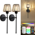 Battery Operated Crystal Wall Sconce Set of 2 - Rechargeable Wireless