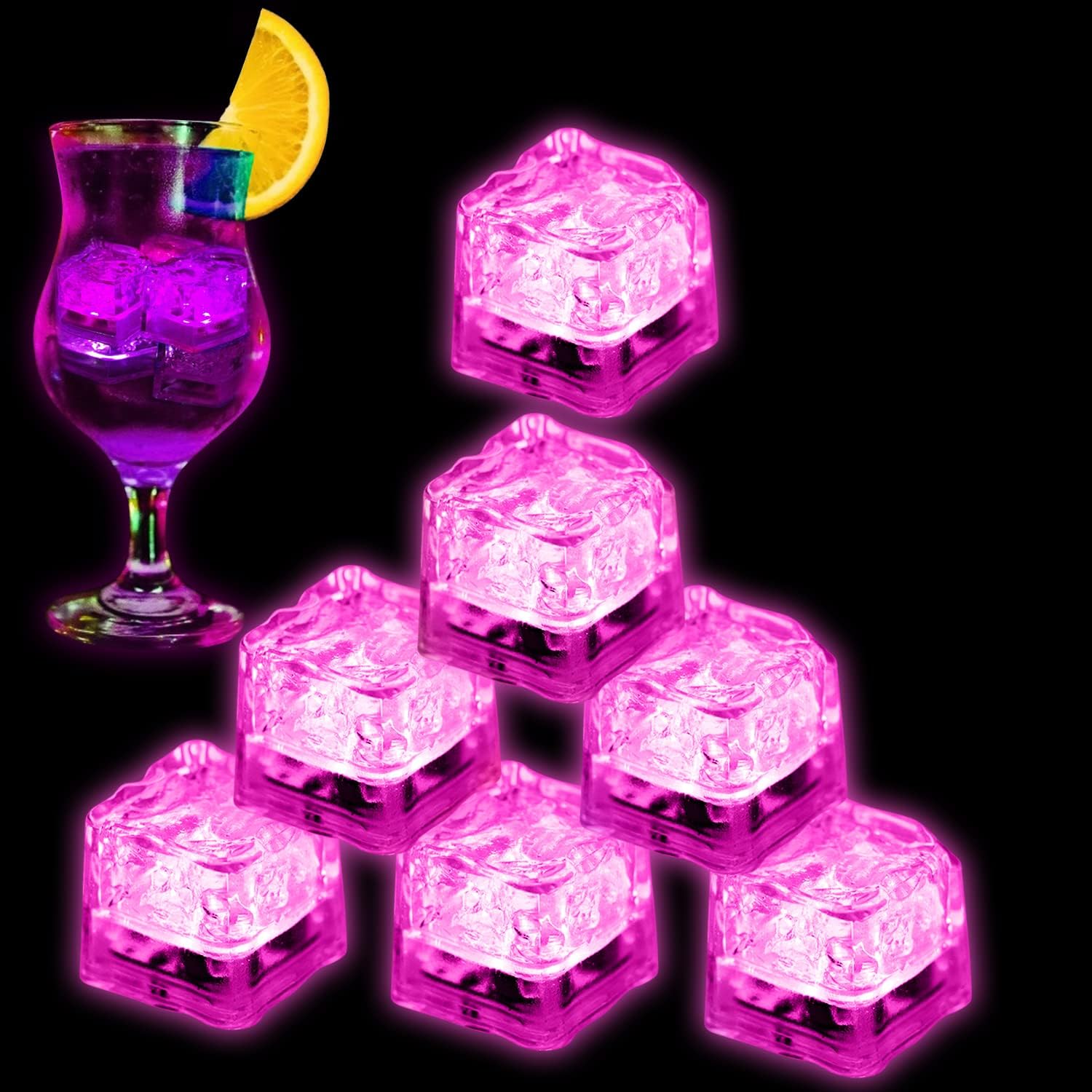Light Up Ice Cubes for Drinks - 96 PCS Colorful LED Fun