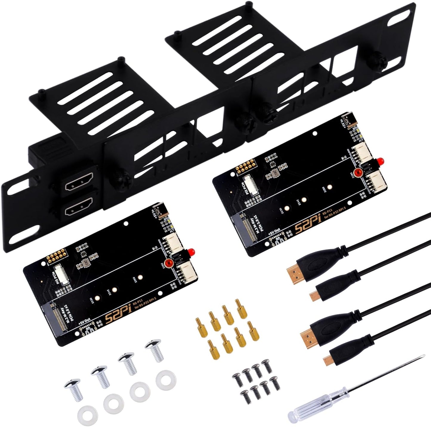 10 Inch 1U Rack Mount for Raspberry Pi 5 with SSD Adapters