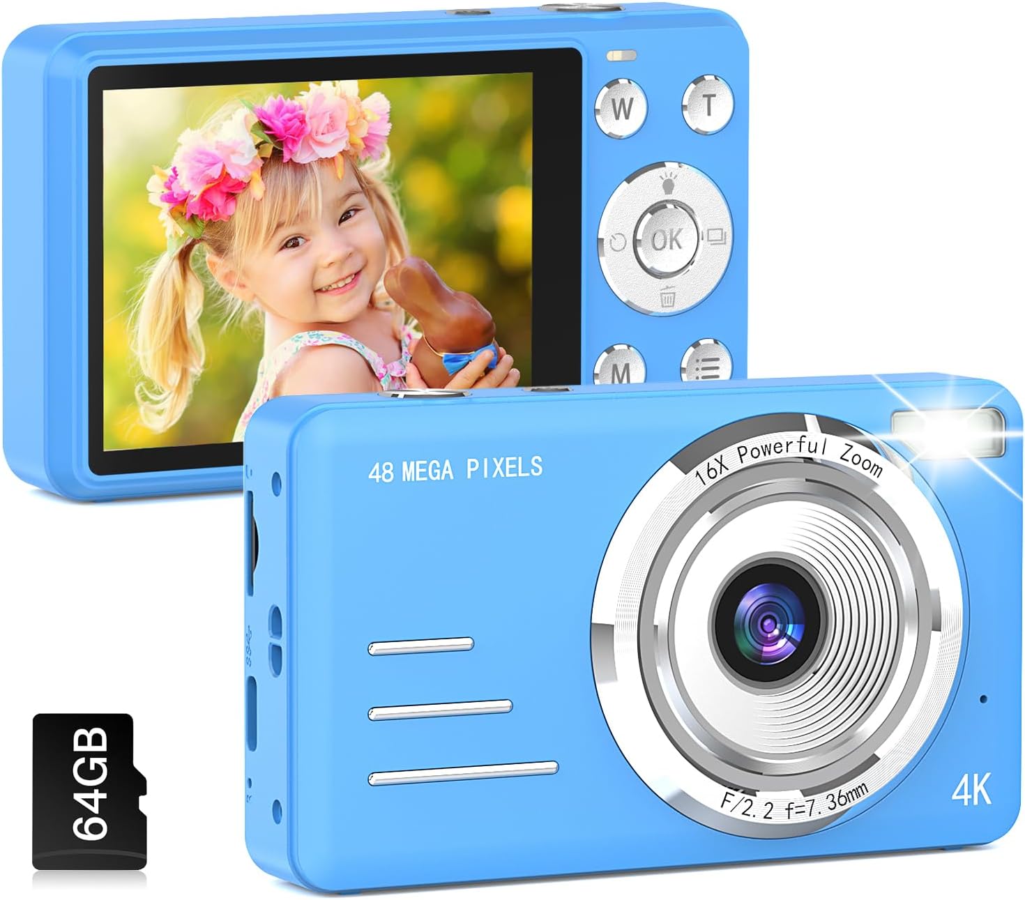 48MP Kids Camera with 64GB Card & 16X Zoom - Perfect Gift!