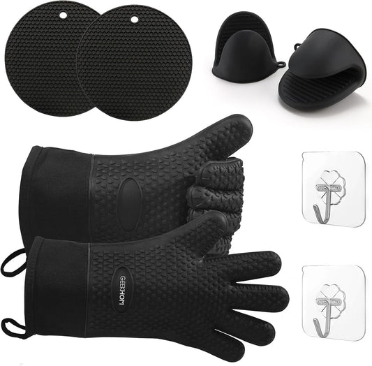 GEEKHOM Silicone Oven Mitts Set: Heat-Resistant Kitchen Essential