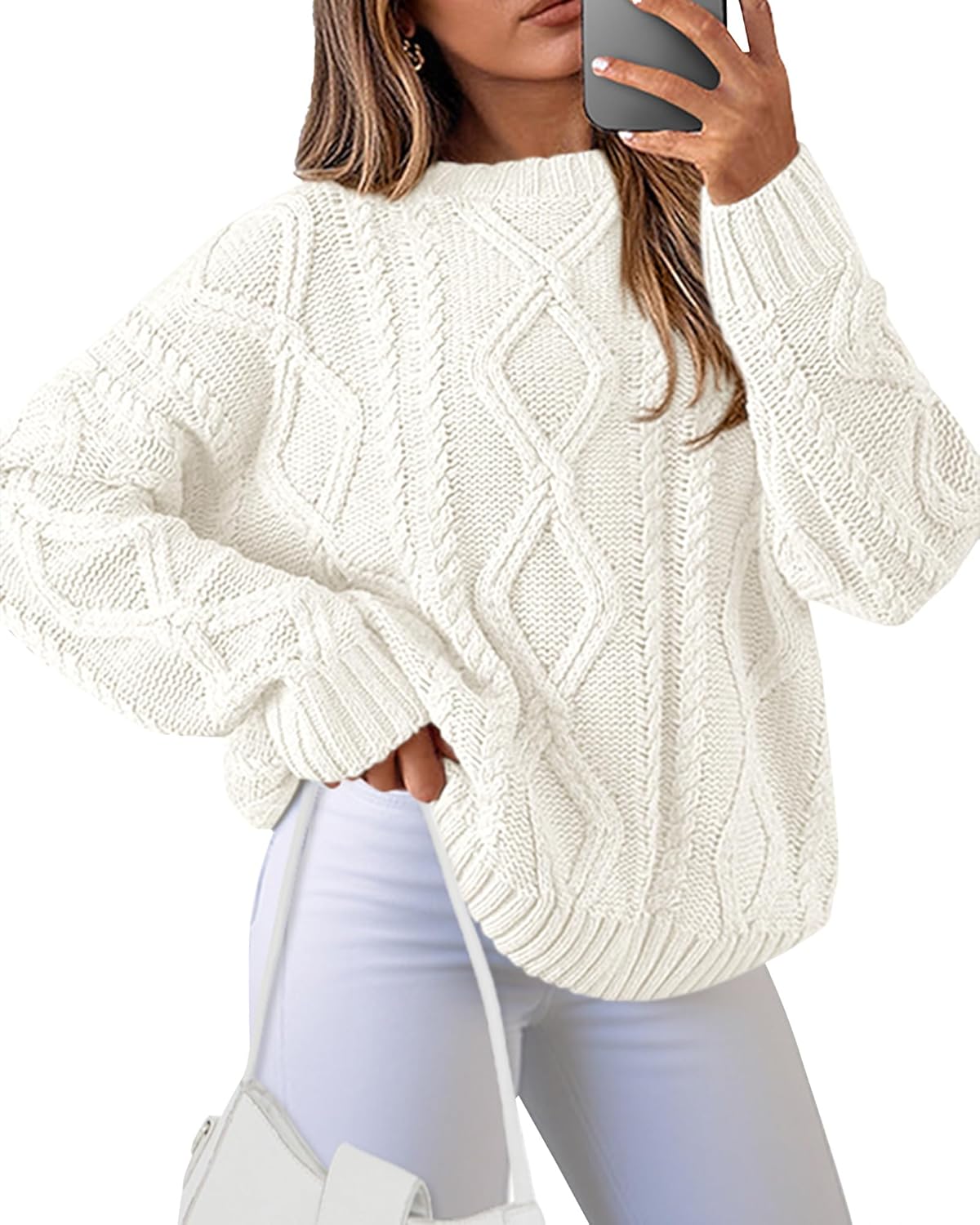 Casual Women Long Sleeve Sweater - Cozy Fall Knit Pullover