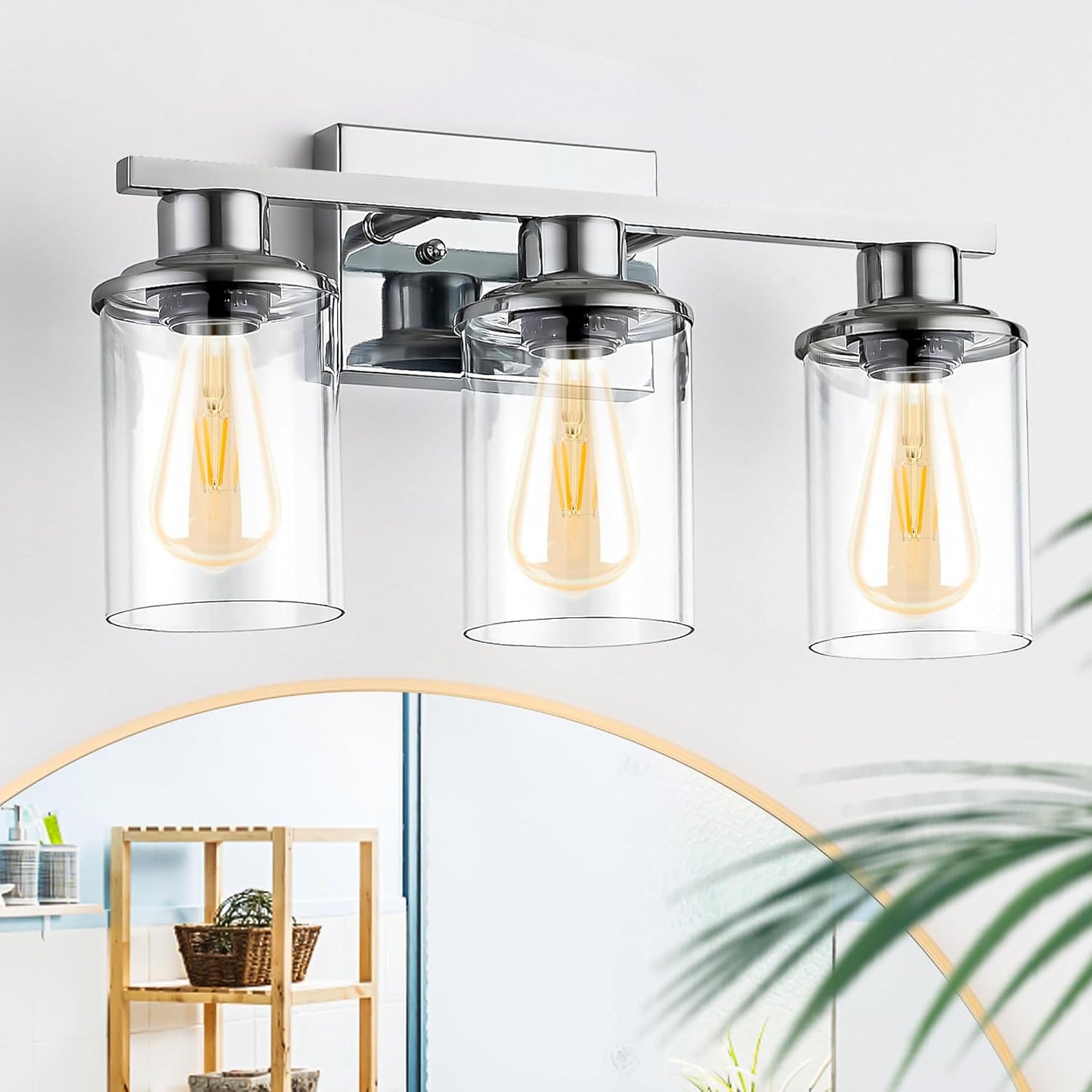 3-Light Bathroom Light Fixtures in Brushed Nickel Finish