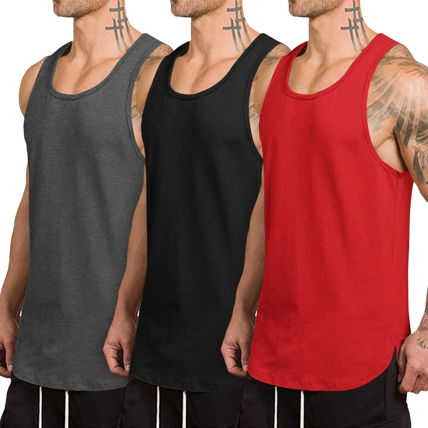 COOFANDY Men's Quick Dry Workout Tank Top 3 Pack for Fitness