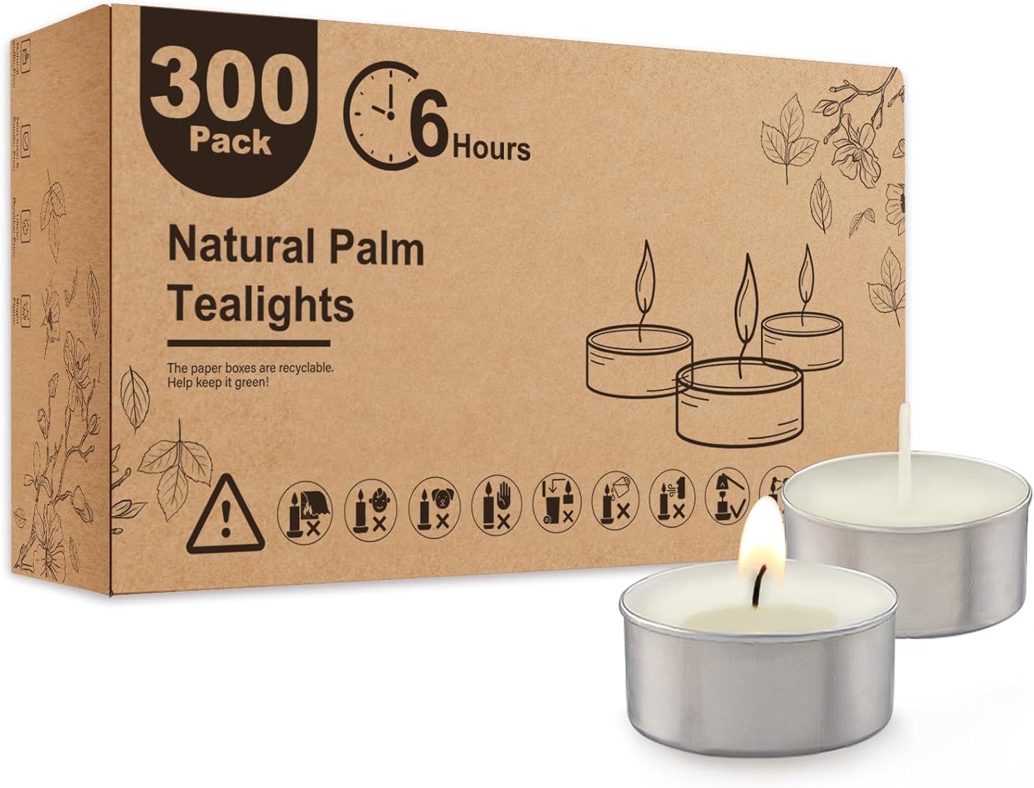 Unscented Palm Tea Lights Candles for Weddings and Parties