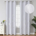 Greyish White Room Darkening Curtains 2 Panels - Elegant Palm Leaf