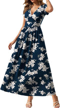 Women's Summer Maxi Dress V Neck with Pockets - Flowy Sundress