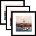 16x16 Picture Frame 3 Pack - Black Poster Frame Display 12x12 or 16x16