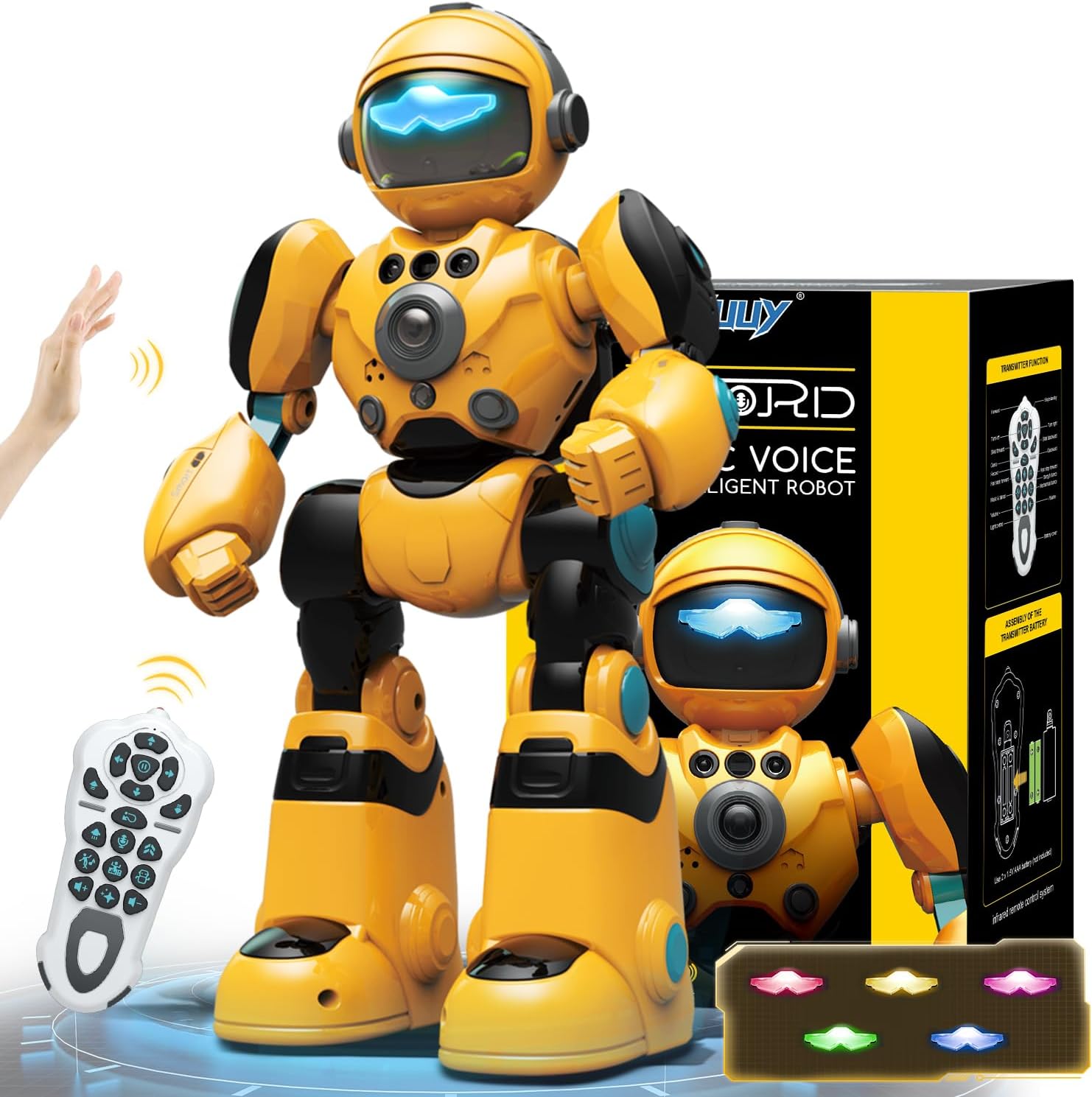 Interactive Voice Control RC Robot Toy for Kids 3-7, Programmable Dance Music Warrior - FUN!