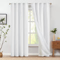 Linen Curtains with Privacy Lining 84 in Length - Soft White Drapes