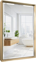 Brushed Gold Bathroom Mirror 16in x 24in Beveled Frame - Rust