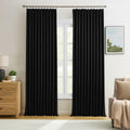 72 in x 95 in Black Pinch Pleated Curtains - Thermal Noise Reducing