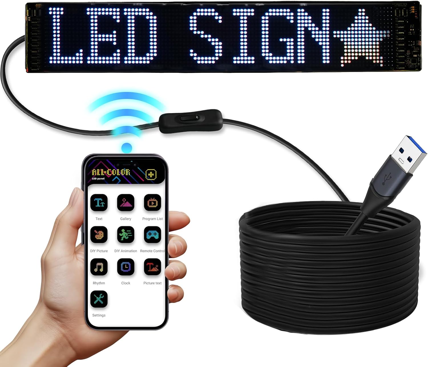 Programmable Scrolling LED Car Sign for Custom Text & Animation