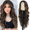 Colorful Queen 26 in Ombre Brown Mixed Blonde Lace Front Wig - Natural