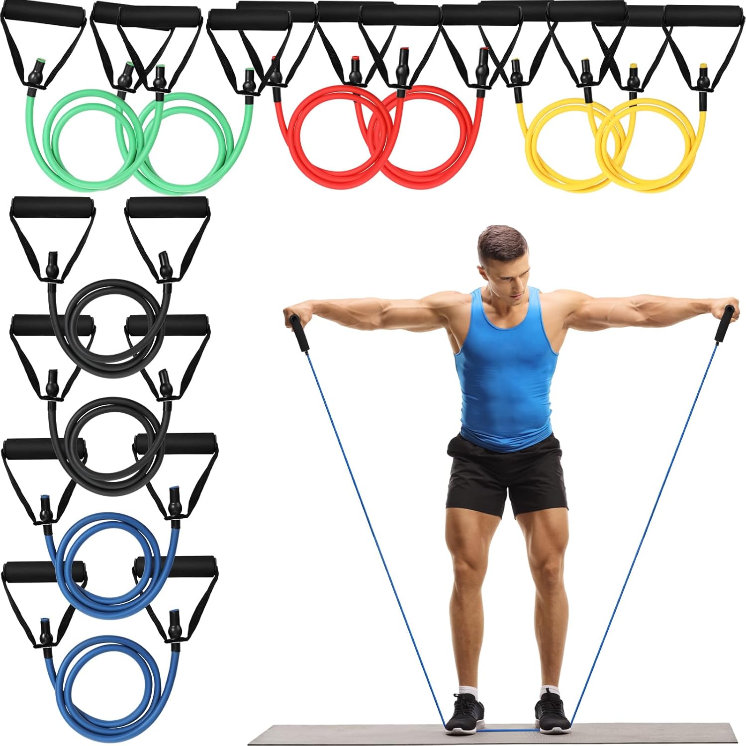 Shappy 10 Pcs Resistance Bands with Handles for Effective Workouts