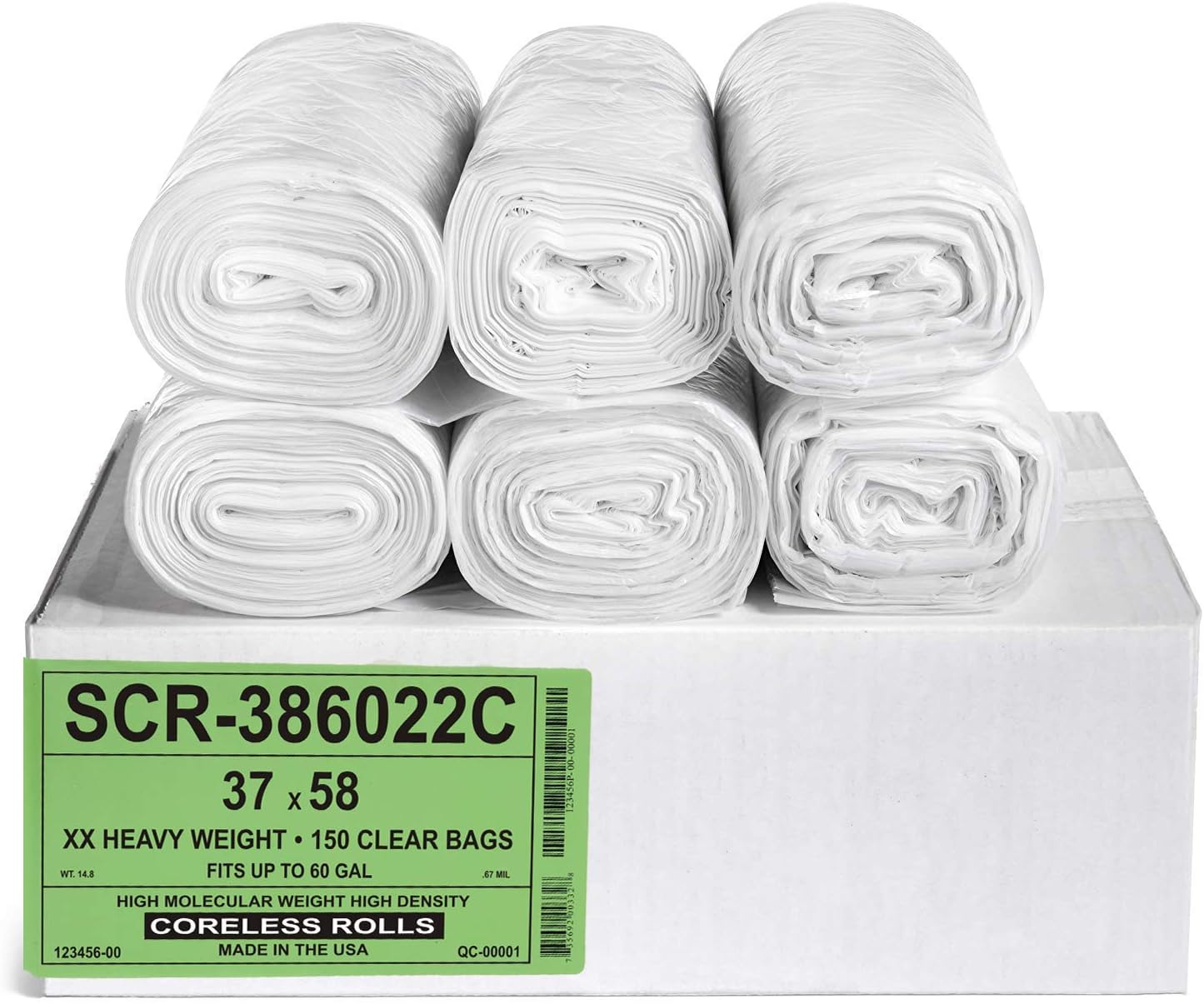55-60 Gallon Trash Bags - Heavy Duty Clear Garbage Bags
