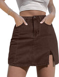 Skorts Skirts for Women Denim Mini Skirt Side Slit High Waisted