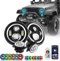 7 in RGBW Halo Head Lights Fog Lights Combo - Bright Color Control