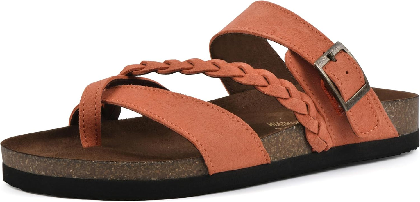 WHITE MOUNTAIN Women's Hazy Braided Sandal with Comfort Footbed