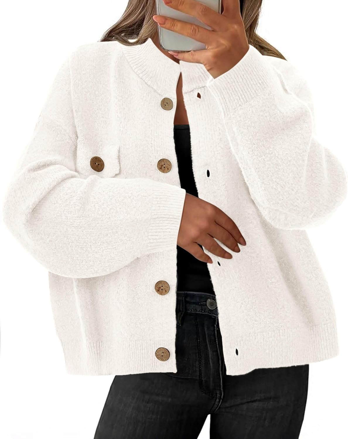 KIRUNDO Cardigans for Women Trendy Button Up Sweater Jackets