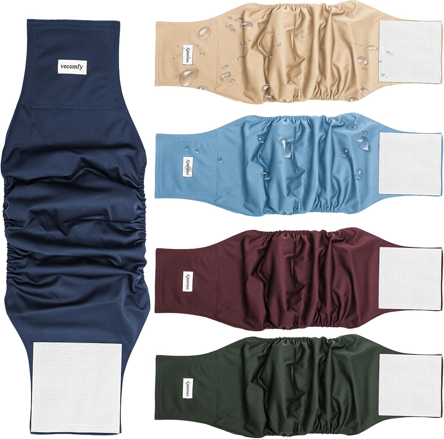 Premium Washable Belly Bands for Male Dogs - 5 Pack XXL