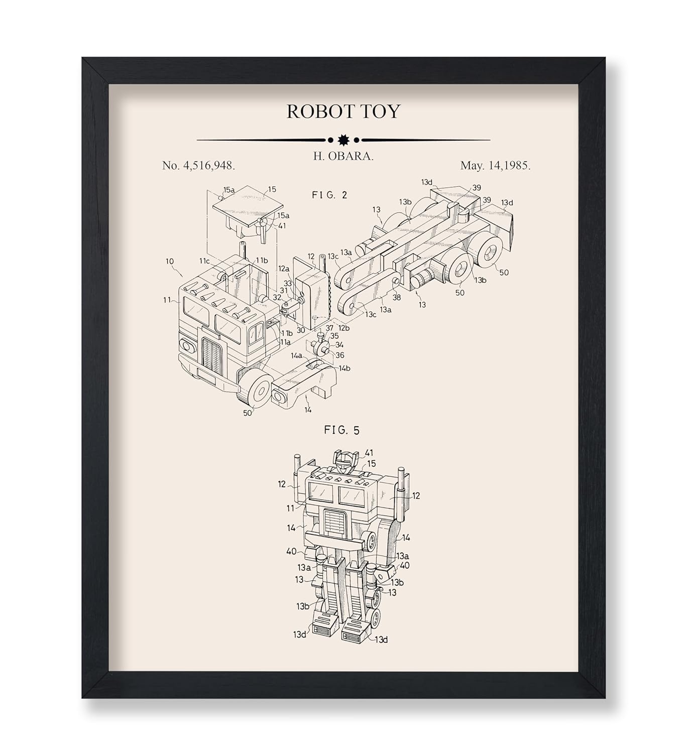 Transforming Robot Blueprint Poster - Patent Print