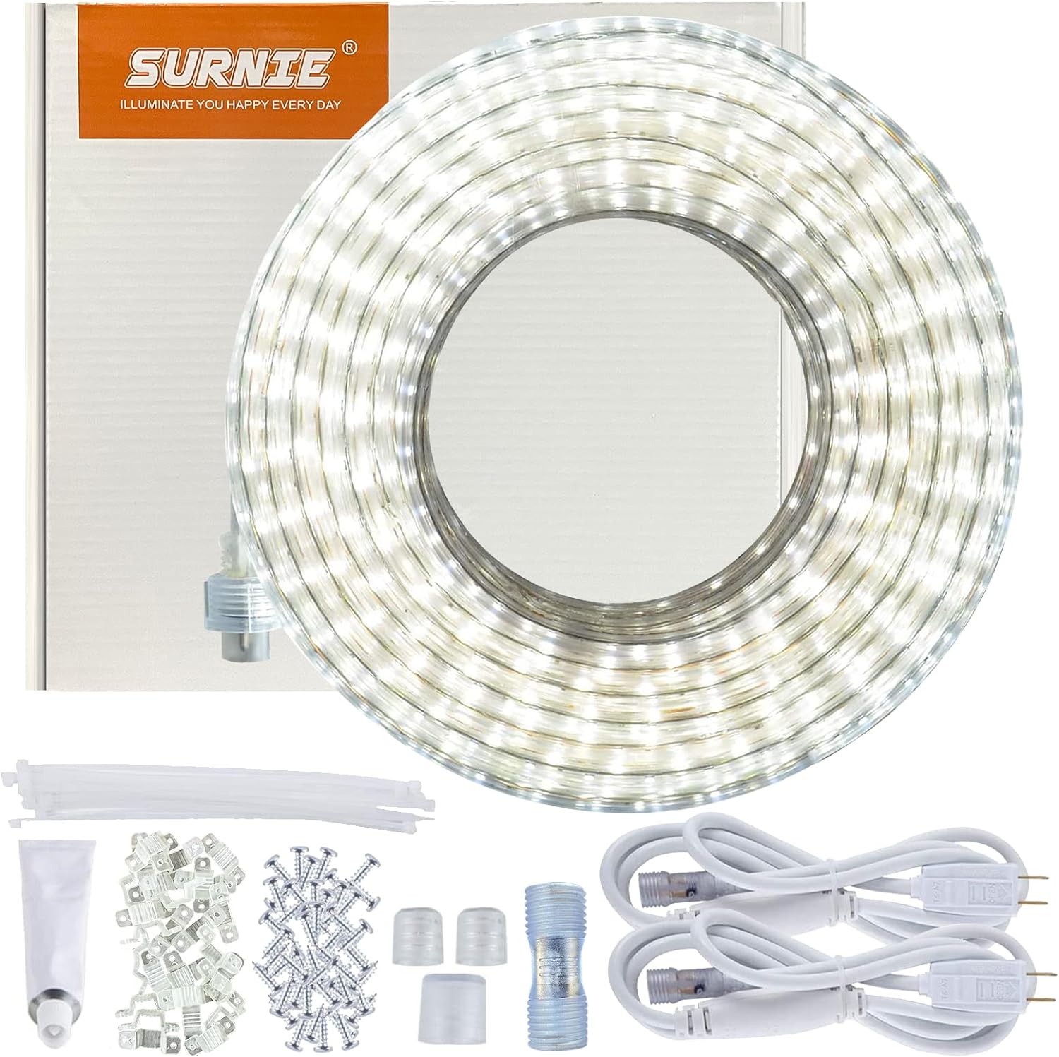 SURNIE 50ft LED Rope Lights for Outdoor Waterproof Decor