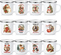 Christmas Enamel Mugs 12 Pack 11 oz - Festive Holiday Coffee Cups
