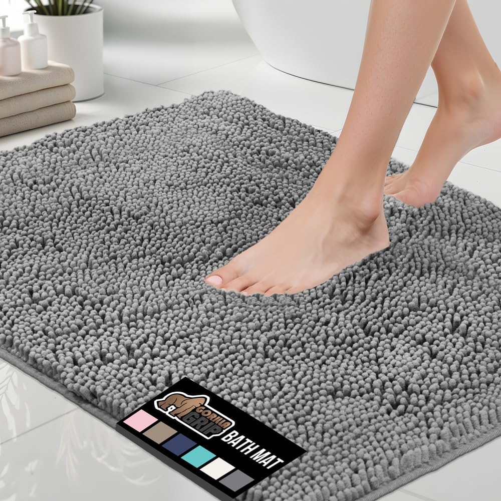 GORILLA GRIP Bath Rug Mat 60x24, Soft Chenille for Comfort