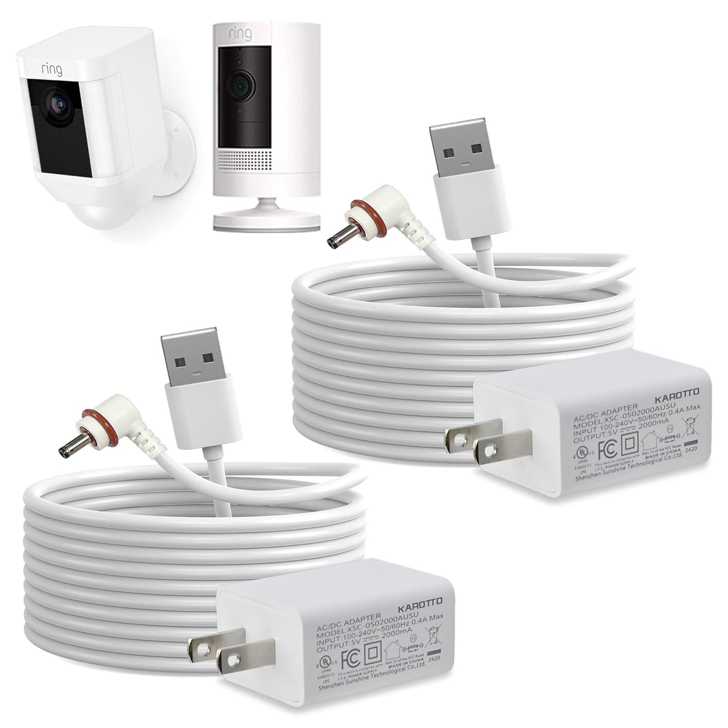 2-Pack Ring Camera Power Cable - Extended Reach