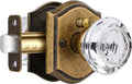 Glass Door Knobs Interior with Lock - Antique Brass Crystal Privacy