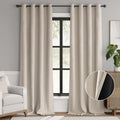 jinchan 90% Blackout Curtain 96 in Length - Thermal, Greige Panel