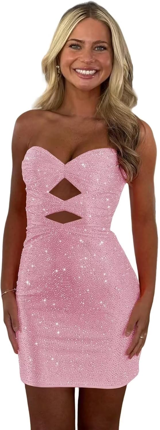 Sparkly Sequin Homecoming Dresses for Teens - Strapless Style