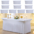 10pk White Spandex Tablecloths 6ft for Rectangle Tables - Wrinkle Free