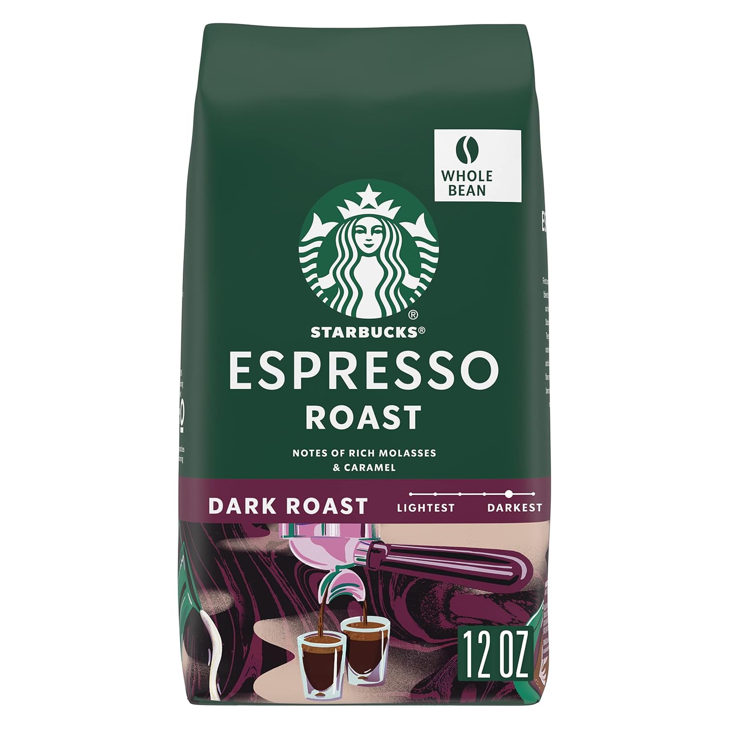 Starbucks Dark Roast Espresso Whole Bean Coffee 12 oz